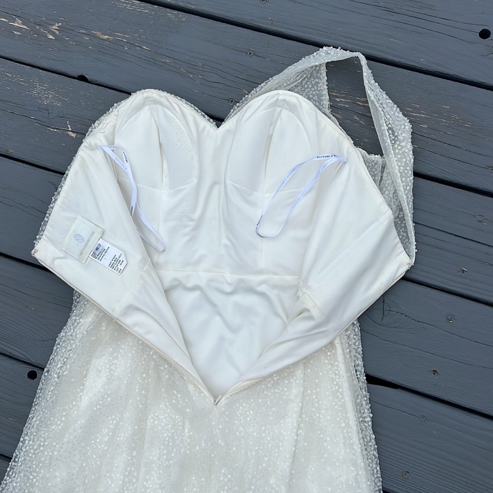 White sequined, one shoulder gown - Picture 11 of 13